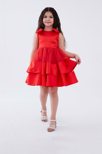 Modaviki Girls' Fluffy Tutu Evening Dress Red Kvc939