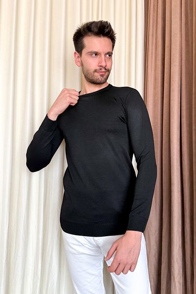 ModaPlaza Мъжки трикотаж с дълъг ръкав и кръгло деколте 4200