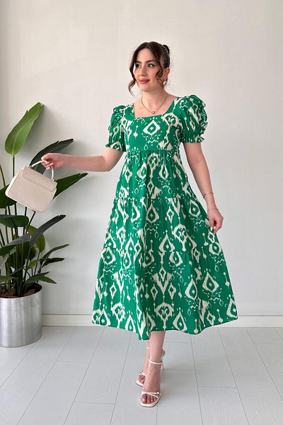 MaziButik Rochie Motif Poplin Verde