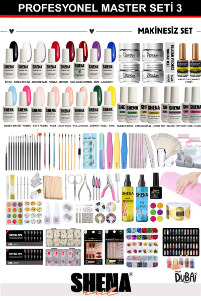 Shena Kalıcı Oje - Protez Tırnak Master Seti 3 (KALICI OJE - BUİLDER JEL | AK...