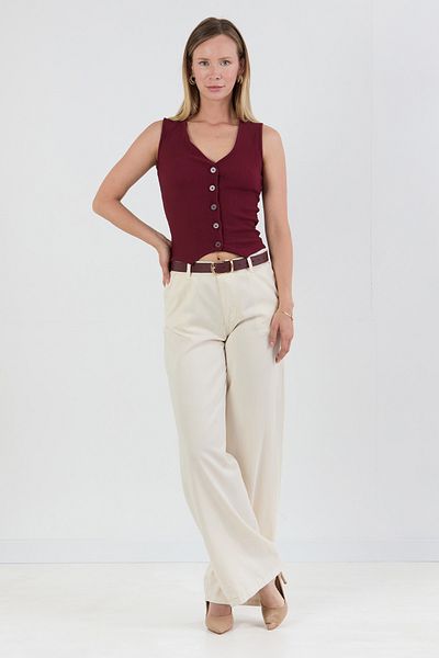 Fulla Moda Buttoned V-Neck Zero Sleeve Vest