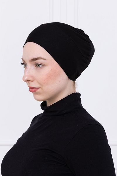 Loggia Snap-On Black Bonnet Front Seamless Non-Slip Elastic Women's Hijab Practical Snap-On Underwear Bonnet