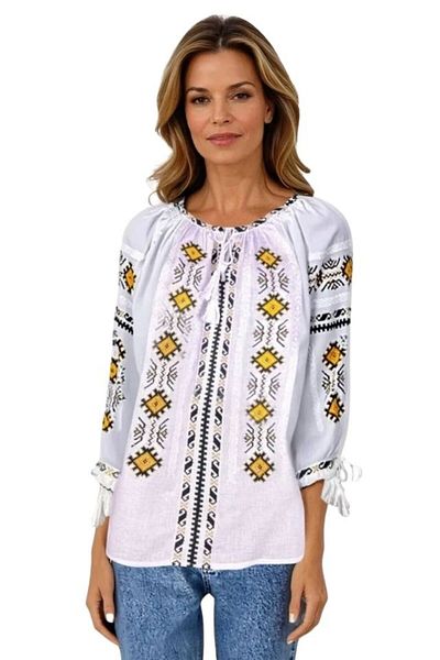 rody's forever Women's blouse type ie R256 white/orange, size L