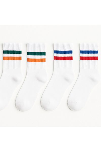 WORTHY SOCKS 4-Piece Cotton Sports Tennis College Socks