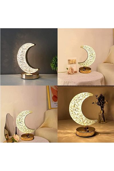 Generic Moon Design Crystal Table Lamp - Elegant Decorative Lighting