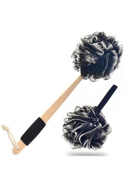 New Kenza Bath Loofah with Long Handle (Black)