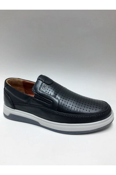 Bemsa Genuine Leather Laceless Daily Black Summer Men's Shoes