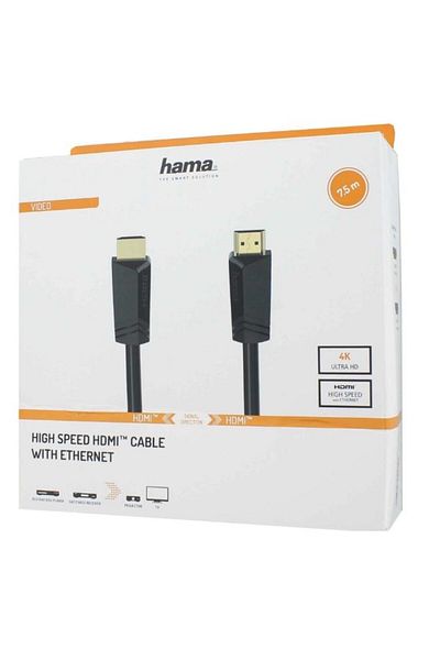 Hama Hama 205008 HDMI cable, 4k, Ethernet, 7.5 m, gold-plated (Black)