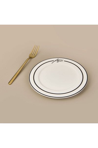MATMEL Kitchen Elegant Curves Porcelain Pasta Plate - Black / White - 20 cm