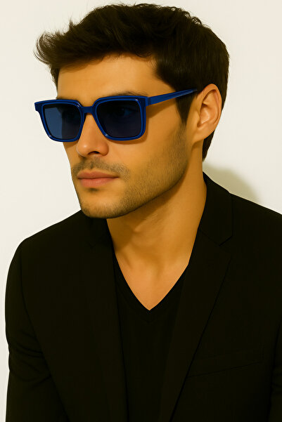 Merand Small Square Blue Frame Blue Glass Minimal Sunglasses High Quality Ce Certificate