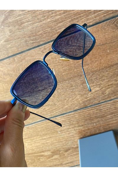 Merand Small Square Blue Frame Blue Glass Minimal Sunglasses High Quality Ce Certificate