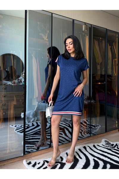 Elegant Modal Fabric Stone Stripe Dress