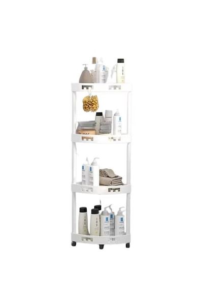 Rovitech Raft de colt cu 4 niveluri multifunctional, cu roti, alb, 34 x 24 x 93 cm