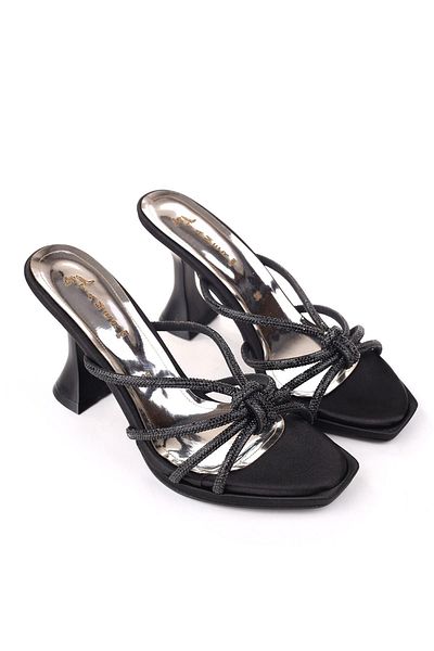 Papuçsepeti Shoe Basket 4747 Women's 9 cm Heel Stone Fancy Slippers