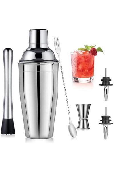 Generic Cocktail Shaker Sets, 6-Piece Stainless Steel Bartender Kit Set, Bar Tool Set Drink Mixer Set