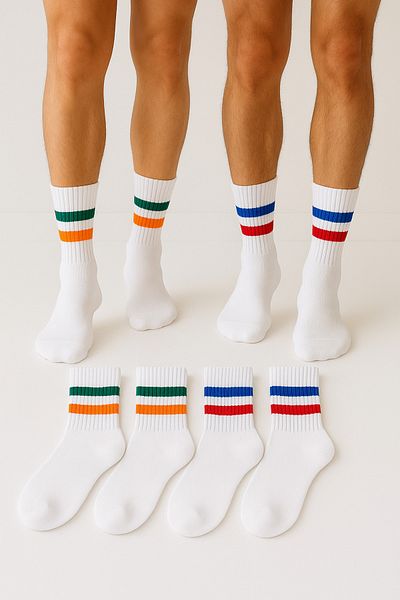 WORTHY SOCKS 4-Piece Cotton Sports Tennis College Socks