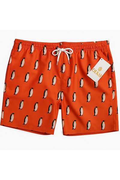 style iconic Men's Penguin Print Beach Shorts – Fun Summer Swimwear