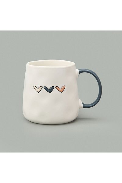 Evidea Kitchen Heart Patterned Mug - Cream - 450 ml