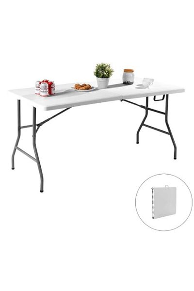 Kiwari Rectangular folding table, foldable metal legs, L 180 cm, W 70 cm, H 74 cm, white