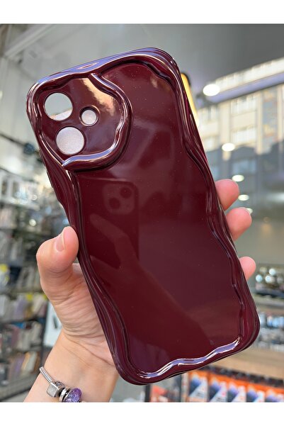 OVADA SAMSUNG GALAXY A06 Kamera Korumalı Dalga Kenarlı Simli Bordo Cherry Kılıf