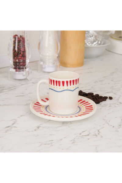 ASPARTAM Kitchen Bon Appetit Amour 4 Piece Coffee Cup Set - Colorful