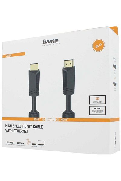 Hama Hama 205009 cable, HDMI - HDMI, 4k, Ethernet, 10 meters, gold-plated (Black)