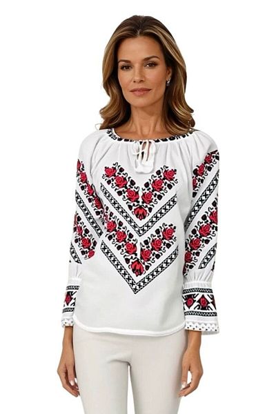rody's forever Women's blouse type ie D24, white/red, size 3XL
