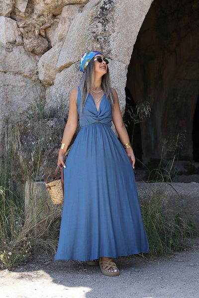 bytugcekaya Rochie Indigo cu detaliu de legare la spate