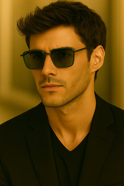 Merand Small Square Green Frame Green Glass Minimal Sunglasses High Quality Ce Certificate