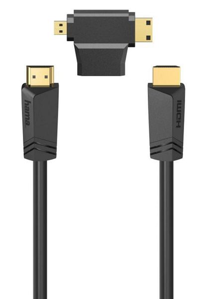 Hama Cablu Hama 205162, HDMI - HDMI, Ethernet, 4k, 1.5 m + Adaptor HDMI (Negru)