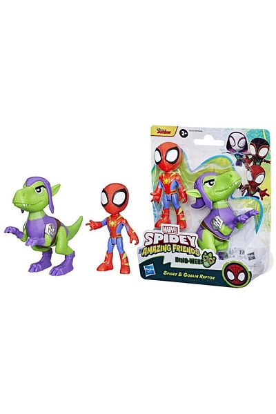 SPIDERMAN Spidey and his amazing friends figurine - Dino Webs, Spidey and Goblin Raptor