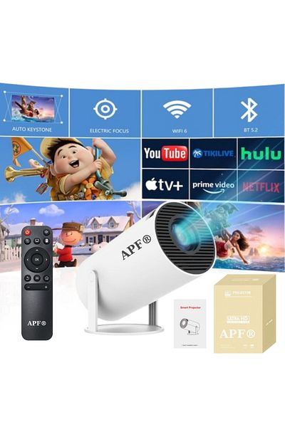 FİAPFO APF® HY300 PRO HD Portable Projector, Android 11, Wifi6, 4K, 1280x720P