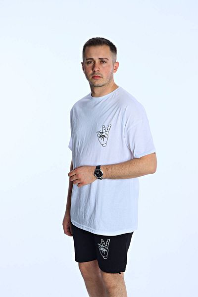 eg38 Σετ σορτς Peace Printed Λευκό