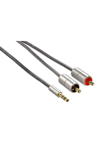 Hama Cablu Audio Hama Aluline 80865, Jack 3.5 mm - 2 x RCA, 2 m (Argintiu)