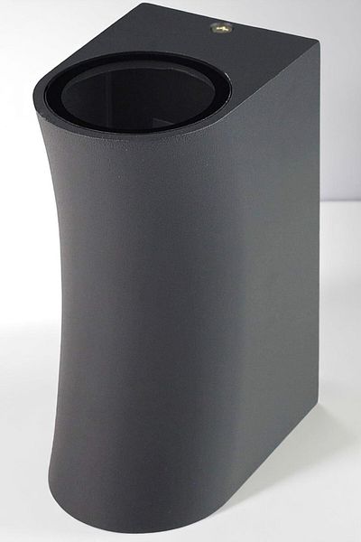 oceanpoint Matte Black Aluminum Outdoor Sconce with Bidirectional Light, Tempered Glass Wall Lamp, Gu10 Lampholder