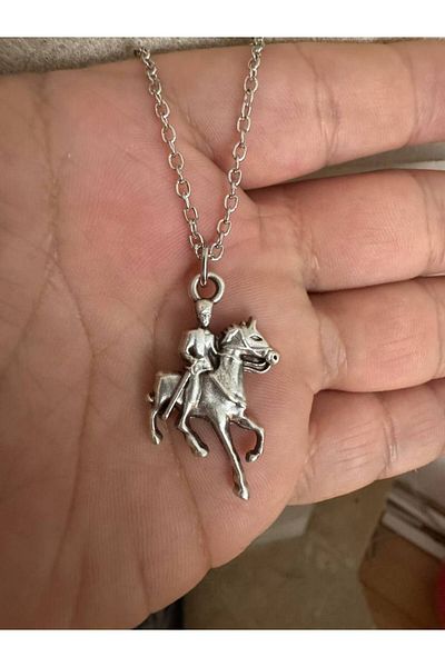 Herşey Nota Ataturk Figured Pendant on Horse – Silver Color Unisex Metal Jewelry