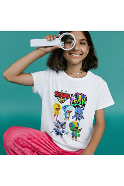 ALPŞAN TİCARET Μπλουζάκι Brawl Stars Leon Παιδικό λευκό μπλουζάκι για ενήλικε...