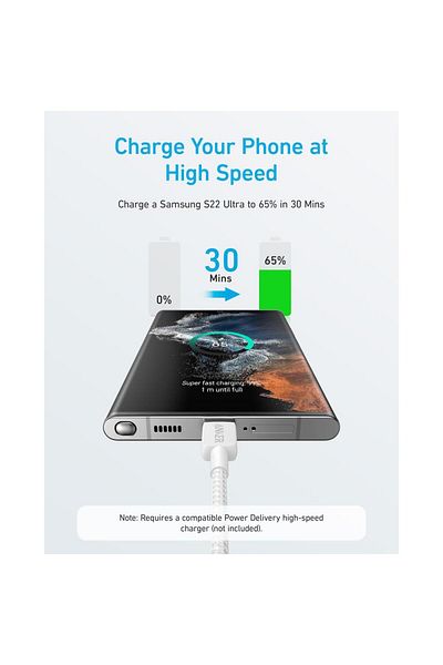 Anker Anker 322 USB-C to USB-C Cable, 60W, 1.8 meters, White
