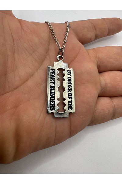 Herşey Nota Peaky Blinders Razor Figured Necklace – Silver Color Unisex Metal Jewelry