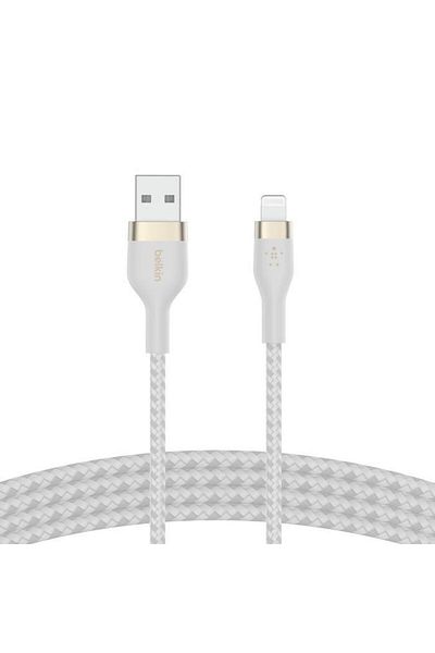 Belkin Belkin BOOST CHARGE PRO Flex USB-A to LTG Cable, Silicone Braided, 2M, White