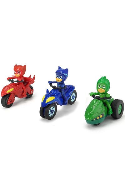 Dickie Set of 3 Heroes in Pyjamas figurines, with motorcycles