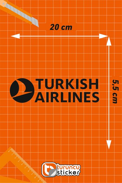 Turuncu ملصق ملصق THY Turkis Airlines مقاس 20 × 5.5 سم – السيارة – المحرك – الكمبيوتر المحمول – ملصق خوذة