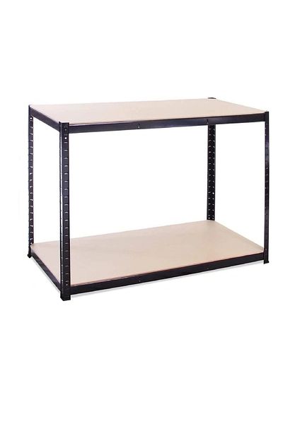 G-Rack Metal Storage Shelf, 90 X 120x 60 Cm, 2 Shelves, 300kg/shelf, Steel Frame Material, Black