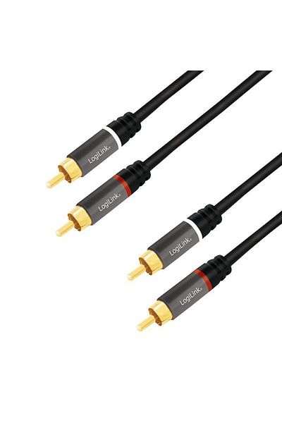 LogiLink LOGILINK CA1209 audio cable, 2 x RCA, 10m, gold-plated connectors (Black)