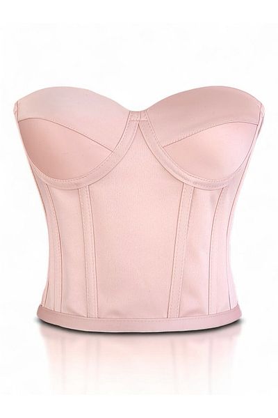 FİYPER Corset din satin pudra Bustier Mărimea gata