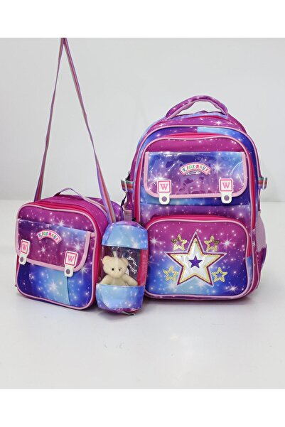 madam gold Set de 3 genți de școală pentru fete, rucsac, cutie de prânz, supo...