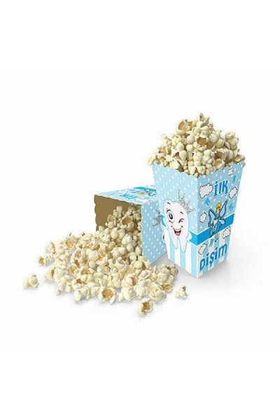 turkuaz parti Blue Tooth Wheat Corn Box of 8, First Tooth Blue Corn Box Popcorn Box