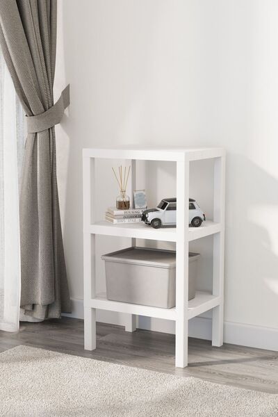 ONYS منظم حمام بلاستيكي مزخرف مكون من 3 طبقات متعدد الأغراض، رف كتب