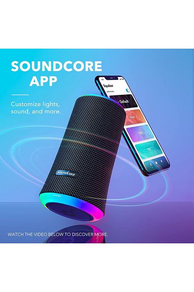 Anker مكبر صوت بلوتوث صغير مقاوم للماء من ساوندكور فلير A3167H11، وقت تشغيل يصل إلى 12 ساعة، صوت بزاوية 360 درجة