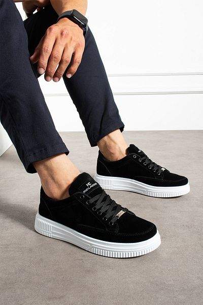 MCLACOS Men's Sneaker Casual Sports Shoes High Sole Black White - Comfortable Design Q5